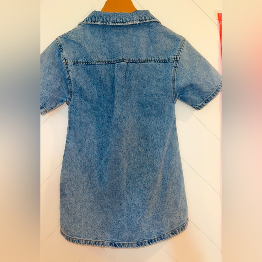 So cute! ZARA durable denim shirt jean henley button up mini dress 8 kids girls - Picture 5 of 9